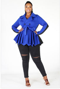 Royal blue peplum jacket sales